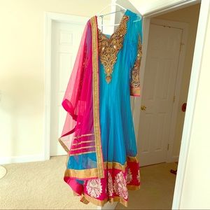 Anarkali with pants and dupatha. Only worn once.